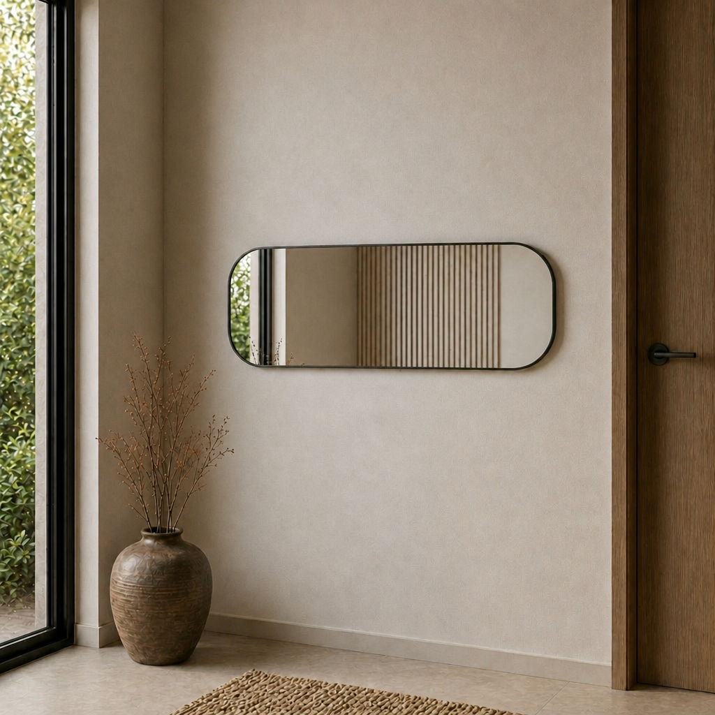 Modern Oval Boy Aynası 40x120 cm – Yuvarlak Hatlı Minimalist Dekoratif Duvar Aynası 2026 Trend