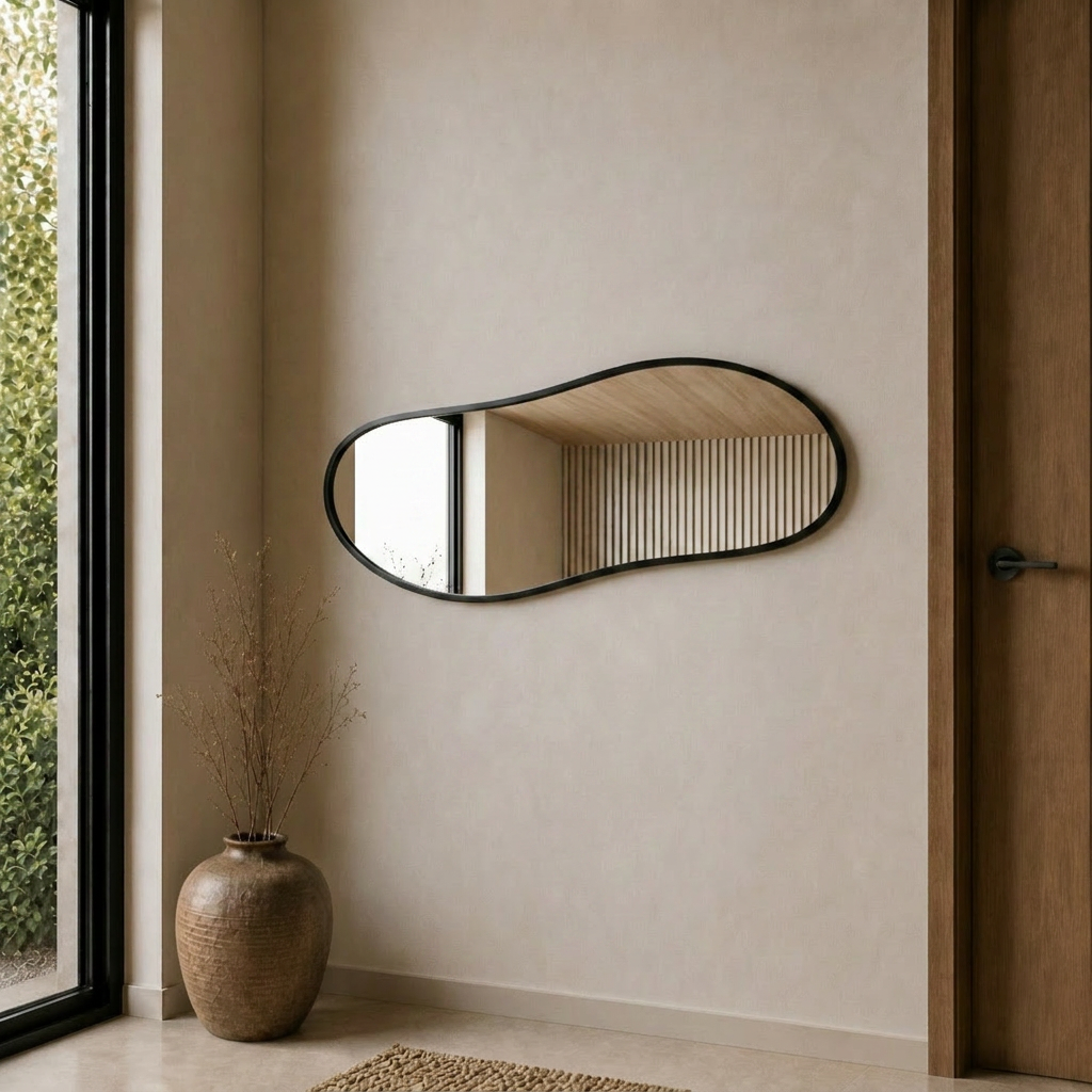 Modern Organik Form Banyo Aynası 40x120 cm – Asimetrik Minimalist Dekoratif Duvar Aynası