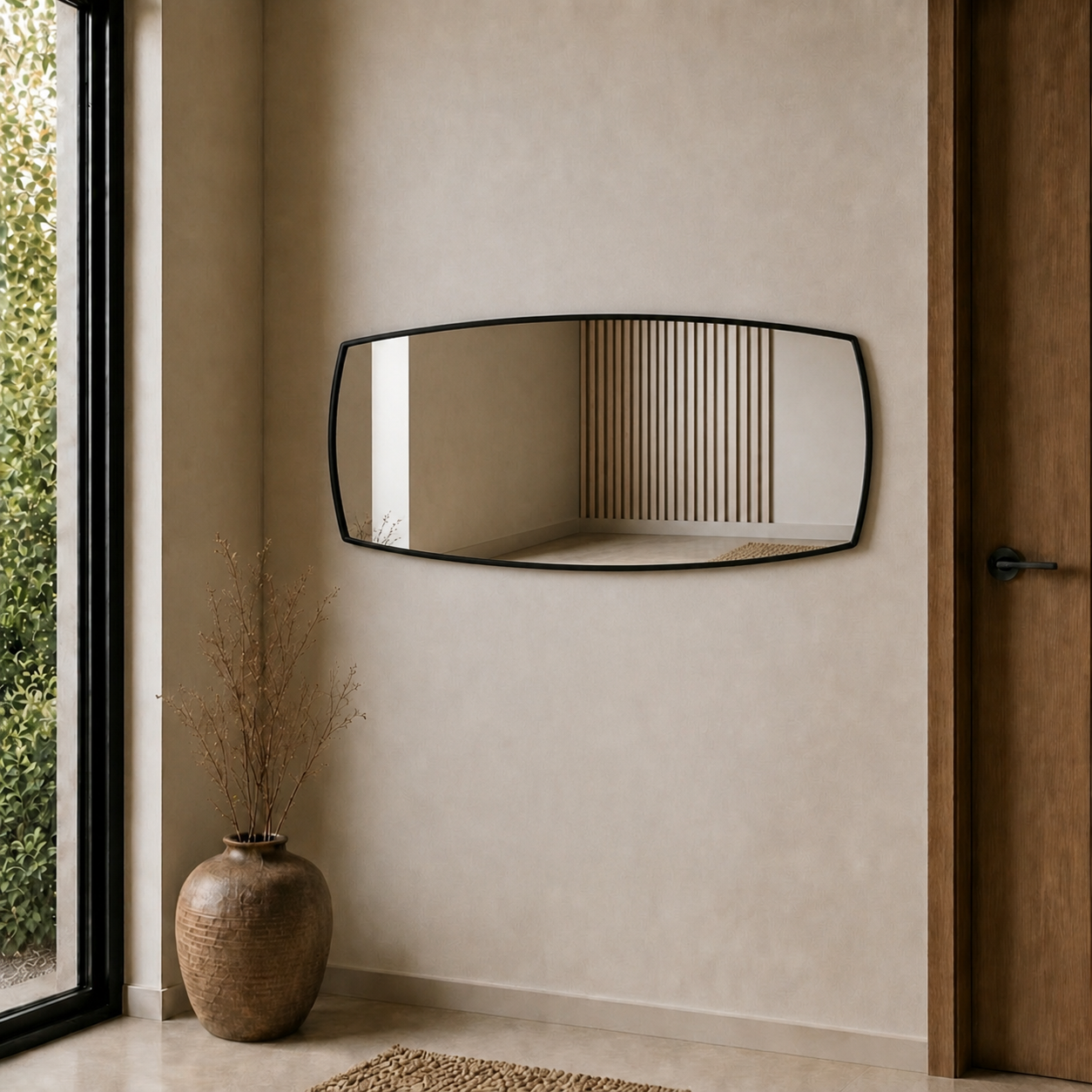 Modern Organik Form Banyo Aynası 40x120 cm – Asimetrik Minimalist Dekoratif Duvar Aynası