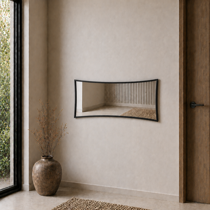 Modern Çerçeveli Boy Aynası 40x120 cm – Kavisli Minimalist Dekoratif Duvar Aynası