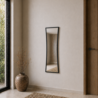 Modern Çerçeveli Boy Aynası 40x120 cm – Kavisli Minimalist Dekoratif Duvar Aynası