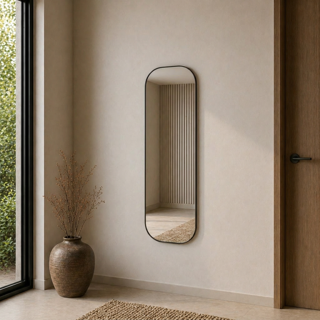 Modern Oval Boy Aynası 40x120 cm – Yuvarlak Hatlı Minimalist Dekoratif Duvar Aynası 2026 Trend