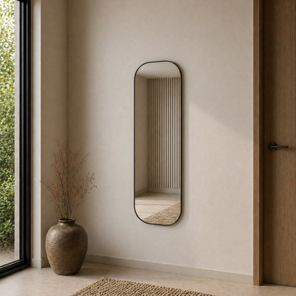 Modern Oval Boy Aynası 40x120 cm – Yuvarlak Hatlı Minimalist Dekoratif Duvar Aynası 2026 Trend