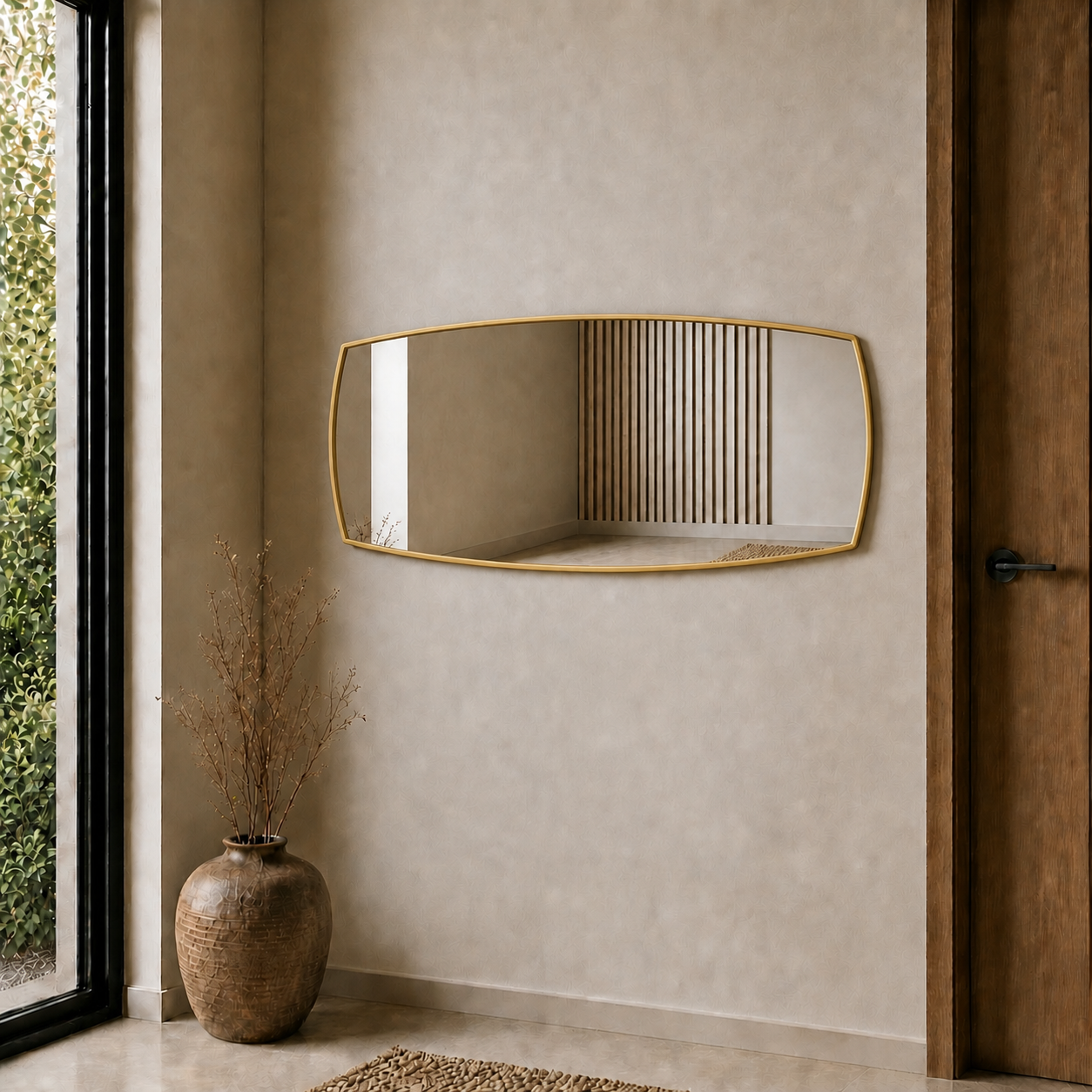 Modern Organik Form Banyo Aynası 40x120 cm – Asimetrik Minimalist Dekoratif Duvar Aynası