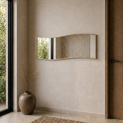 Modern Dalgalı Boy Aynası 40x120 cm – Organik Formlu Minimalist Dekoratif Duvar Aynası 2026 Trend