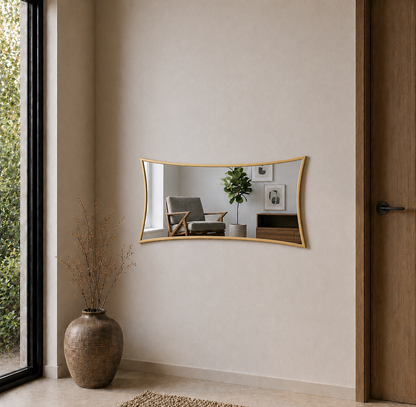 Modern Kavisli Boy Aynası 40x120 cm – Dalgalı Formlu Minimalist Dekoratif Duvar Aynası