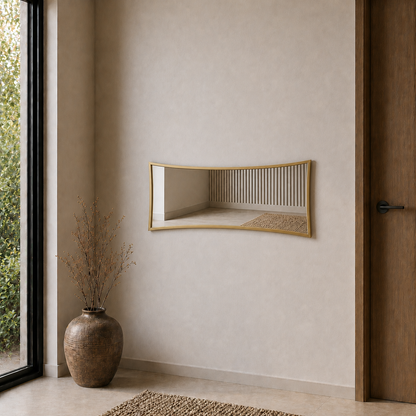 Modern Çerçeveli Boy Aynası 40x120 cm – Kavisli Minimalist Dekoratif Duvar Aynası