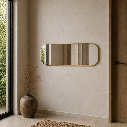 Modern Oval Boy Aynası 40x120 cm – Yuvarlak Hatlı Minimalist Dekoratif Duvar Aynası 2026 Trend