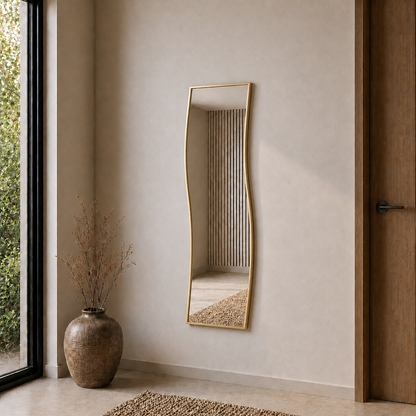 Modern Dalgalı Boy Aynası 40x120 cm – Organik Formlu Minimalist Dekoratif Duvar Aynası 2026 Trend