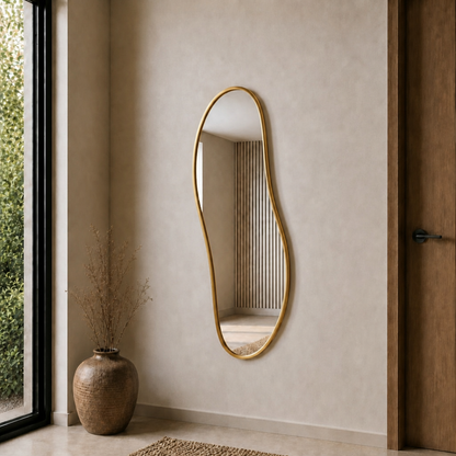 Modern Organik Form Banyo Aynası 40x120 cm – Asimetrik Minimalist Dekoratif Duvar Aynası