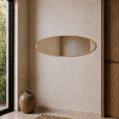 Modern Oval Boy Aynası 40x120 cm – İnce Çerçeveli Minimalist Dekoratif Duvar Aynası 2026 Trend