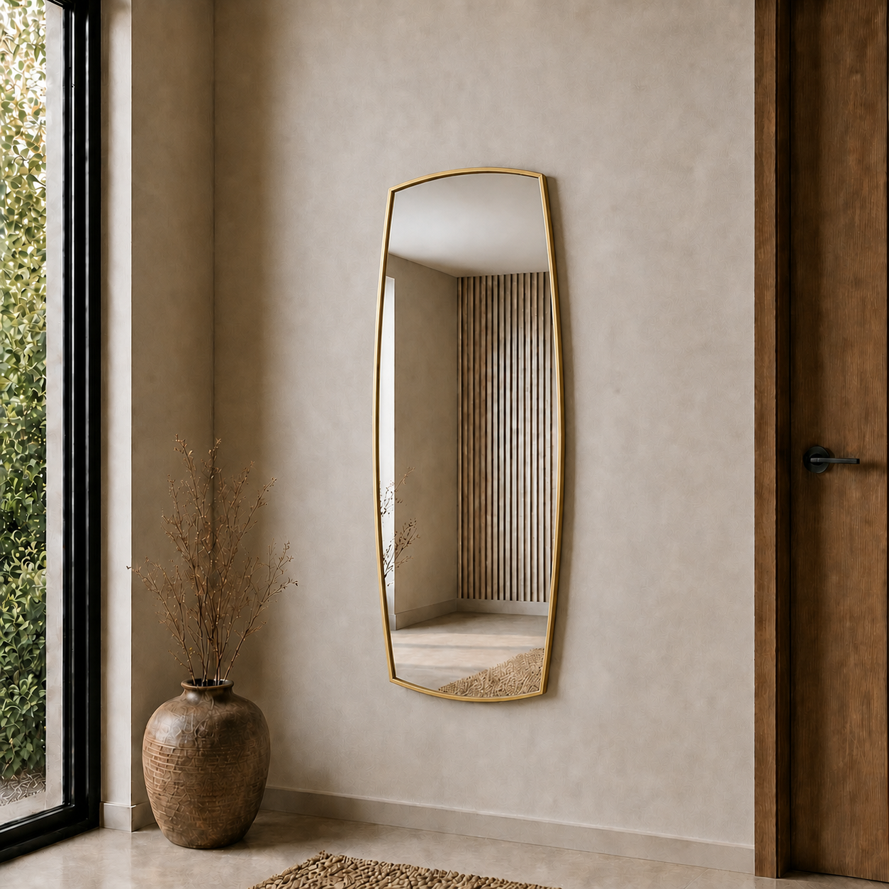Modern Organik Form Banyo Aynası 40x120 cm – Asimetrik Minimalist Dekoratif Duvar Aynası