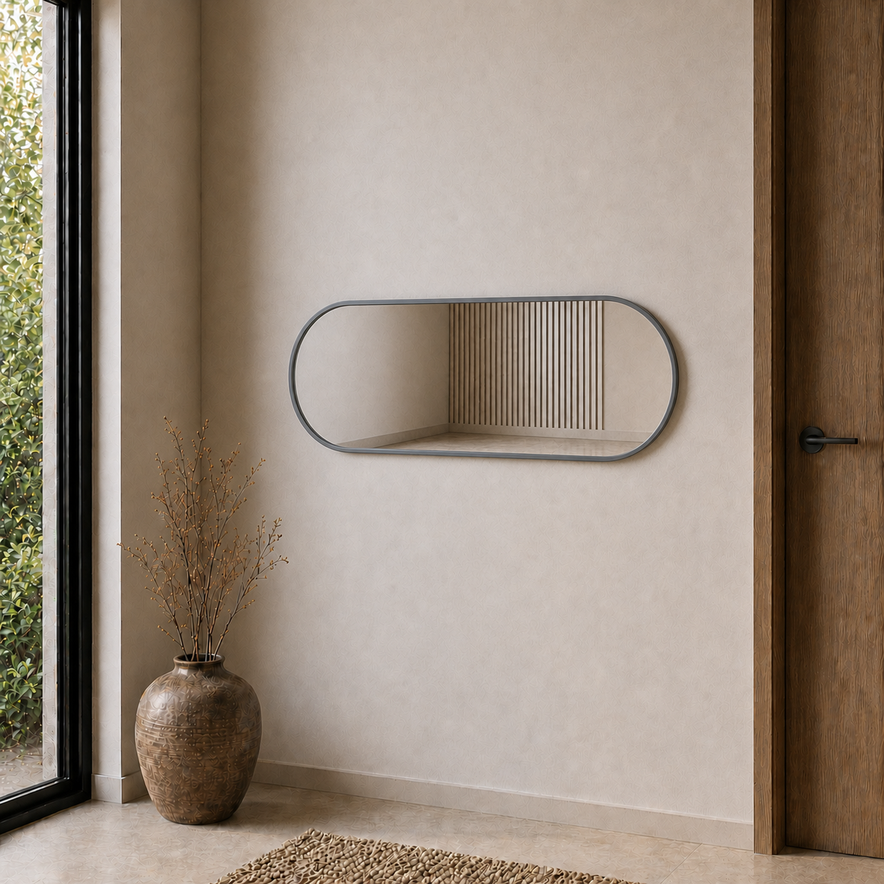 Modern Oval Boy Aynası 40x120 cm – Minimalist Çerçeveli Dekoratif Duvar Aynası 2026 Trend
