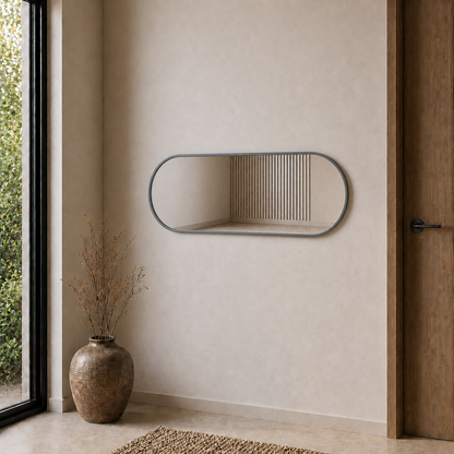 Modern Oval Boy Aynası 40x120 cm – Minimalist Çerçeveli Dekoratif Duvar Aynası 2026 Trend