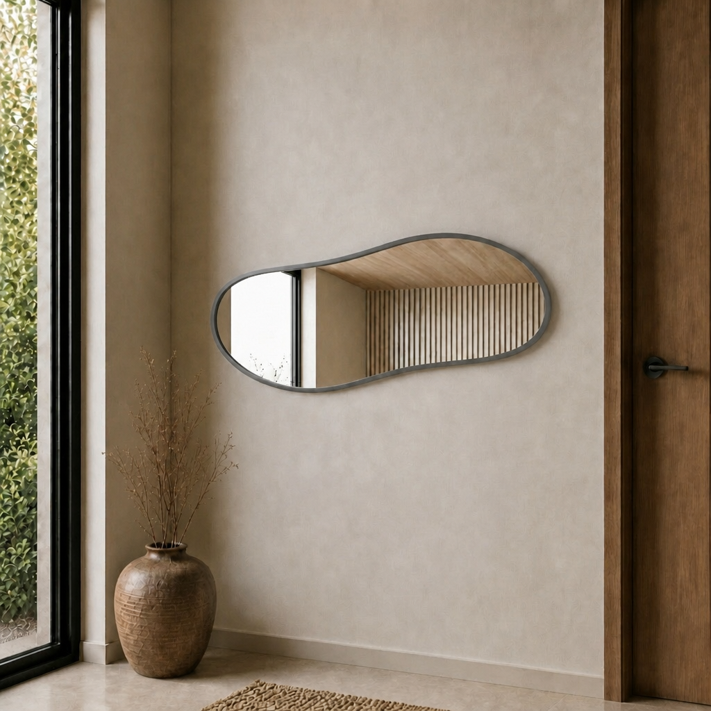 Modern Organik Form Banyo Aynası 40x120 cm – Asimetrik Minimalist Dekoratif Duvar Aynası