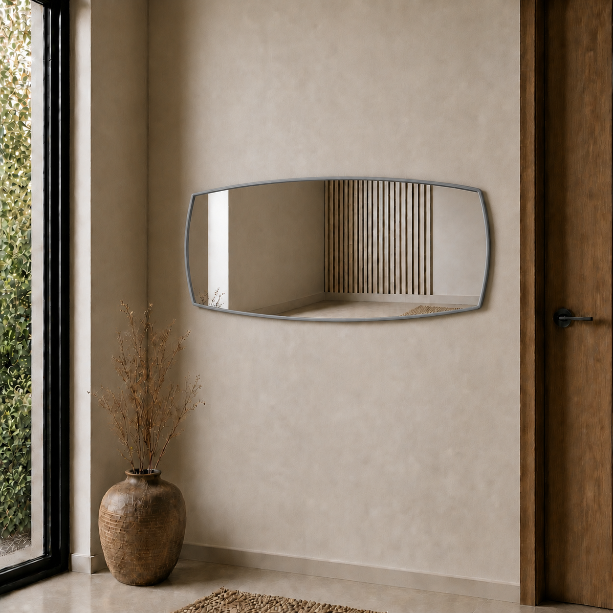 Modern Organik Form Banyo Aynası 40x120 cm – Asimetrik Minimalist Dekoratif Duvar Aynası