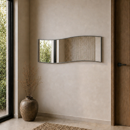 Modern Dalgalı Boy Aynası 40x120 cm – Organik Formlu Minimalist Dekoratif Duvar Aynası 2026 Trend