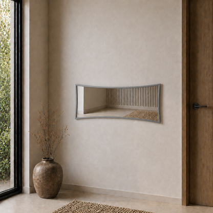 Modern Çerçeveli Boy Aynası 40x120 cm – Kavisli Minimalist Dekoratif Duvar Aynası