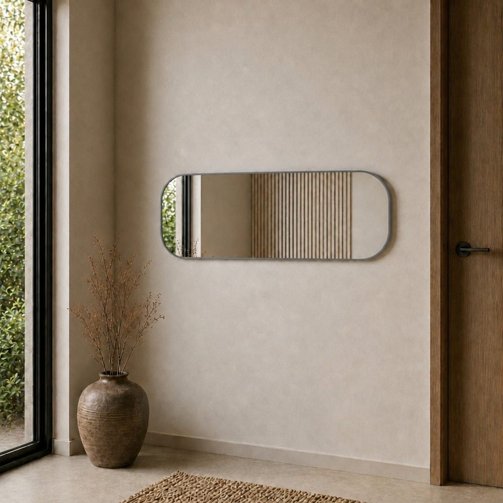 Modern Oval Boy Aynası 40x120 cm – Yuvarlak Hatlı Minimalist Dekoratif Duvar Aynası 2026 Trend