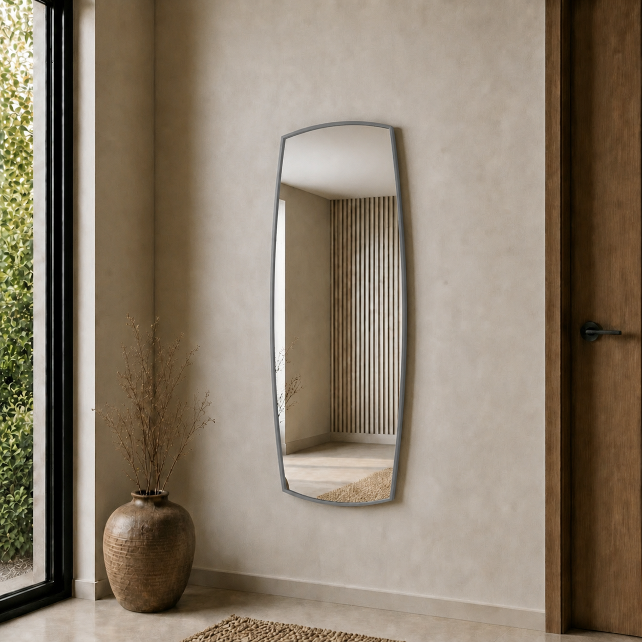Modern Organik Form Banyo Aynası 40x120 cm – Asimetrik Minimalist Dekoratif Duvar Aynası