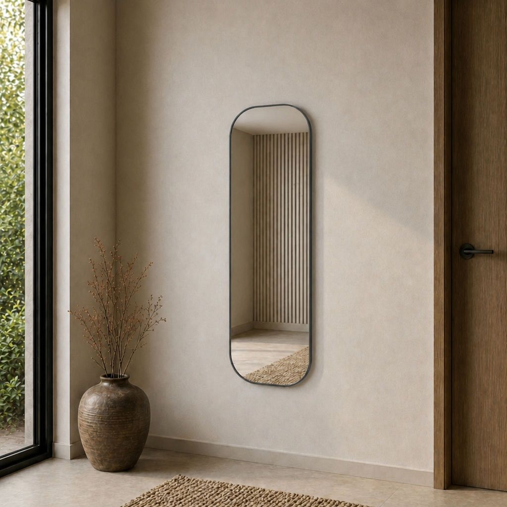 Modern Oval Boy Aynası 40x120 cm – Yuvarlak Hatlı Minimalist Dekoratif Duvar Aynası 2026 Trend