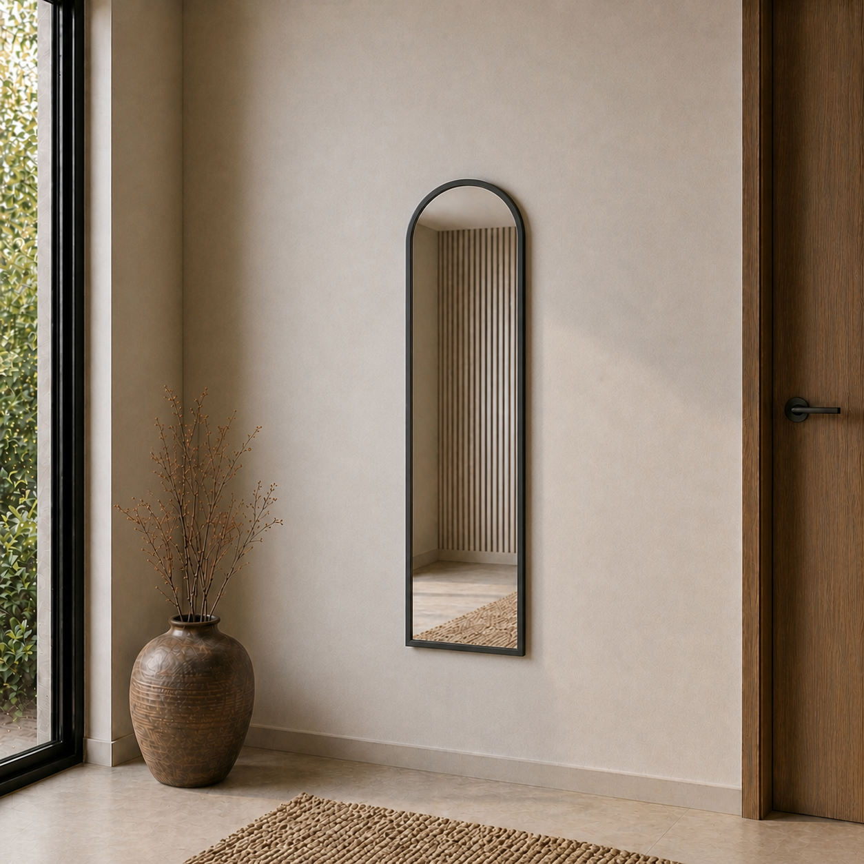 Modern Kemer Form Boy Aynası 40x120 cm – Minimalist İnce Çerçeveli Dekoratif Duvar Aynası 2026 Trend