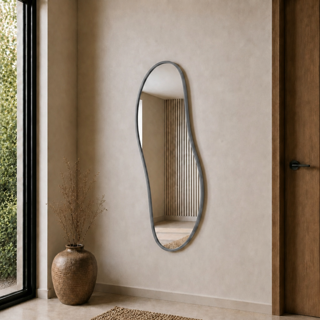 Modern Organik Form Banyo Aynası 40x120 cm – Asimetrik Minimalist Dekoratif Duvar Aynası