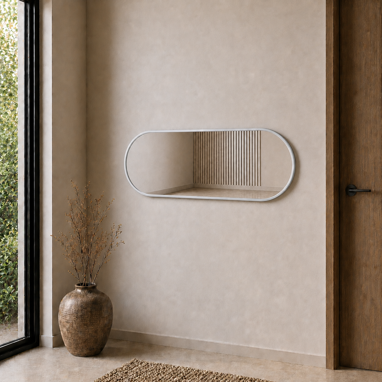Modern Oval Boy Aynası 40x120 cm – Minimalist Çerçeveli Dekoratif Duvar Aynası 2026 Trend