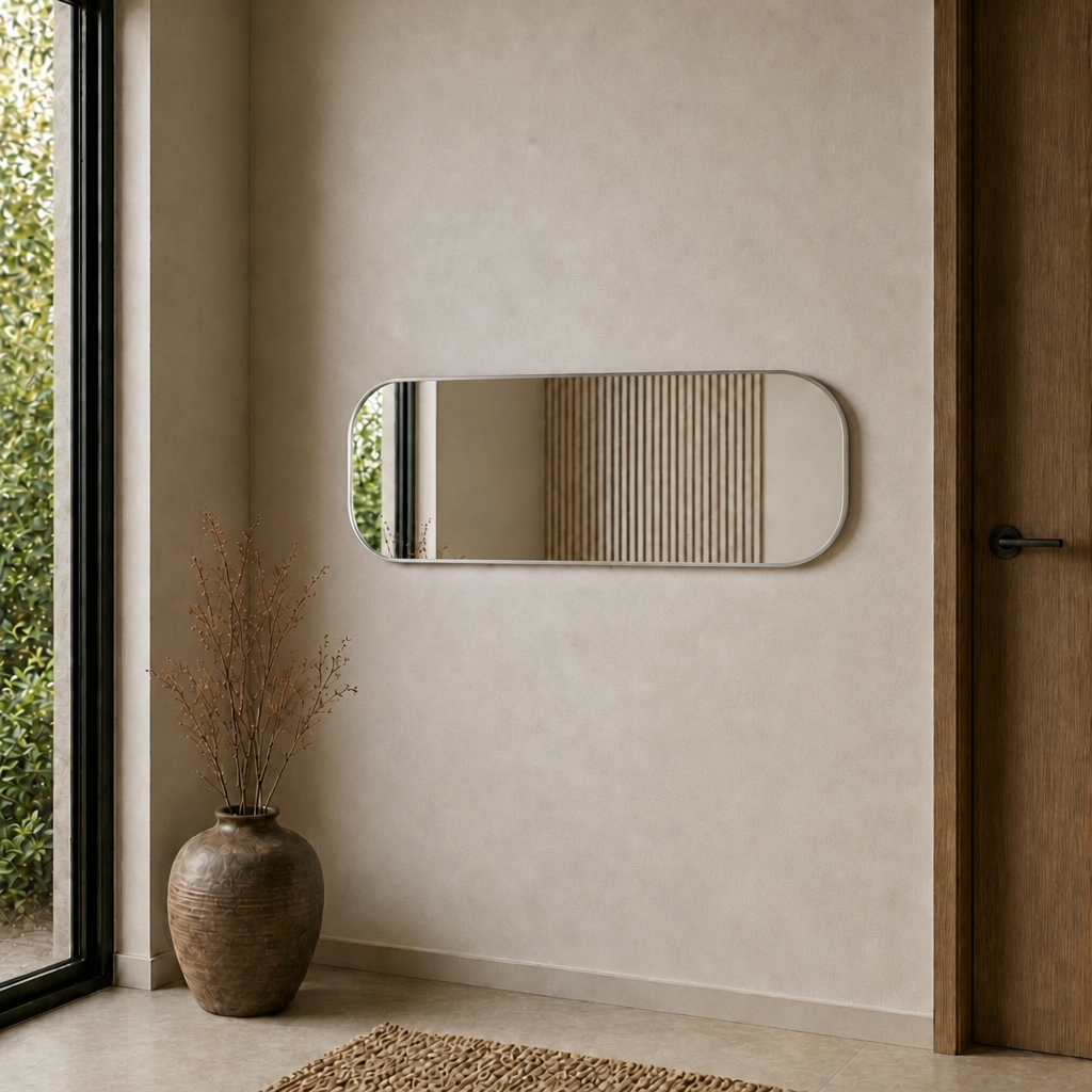 Modern Oval Boy Aynası 40x120 cm – Yuvarlak Hatlı Minimalist Dekoratif Duvar Aynası 2026 Trend
