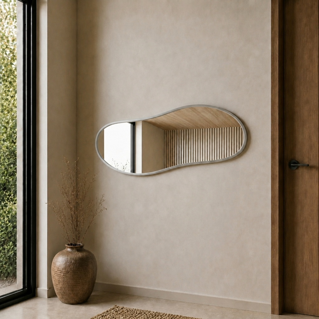 Modern Organik Form Banyo Aynası 40x120 cm – Asimetrik Minimalist Dekoratif Duvar Aynası