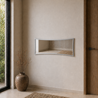 Modern Çerçeveli Boy Aynası 40x120 cm – Kavisli Minimalist Dekoratif Duvar Aynası