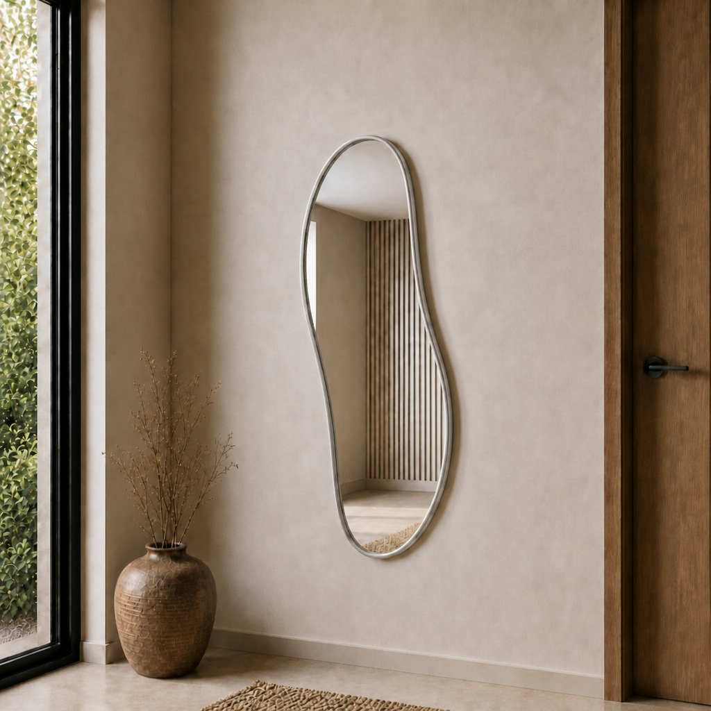 Modern Organik Form Banyo Aynası 40x120 cm – Asimetrik Minimalist Dekoratif Duvar Aynası