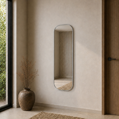Modern Oval Boy Aynası 40x120 cm – Yuvarlak Hatlı Minimalist Dekoratif Duvar Aynası 2026 Trend