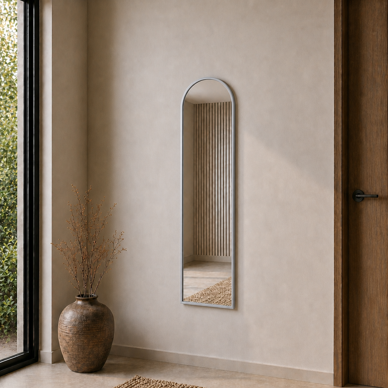 Modern Kemer Form Boy Aynası 40x120 cm – Minimalist İnce Çerçeveli Dekoratif Duvar Aynası 2026 Trend