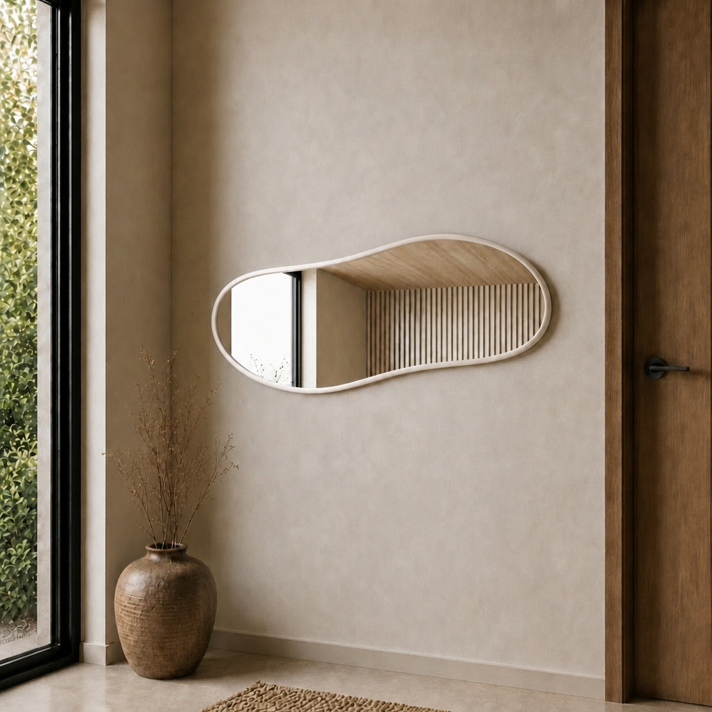 Modern Organik Form Banyo Aynası 40x120 cm – Asimetrik Minimalist Dekoratif Duvar Aynası