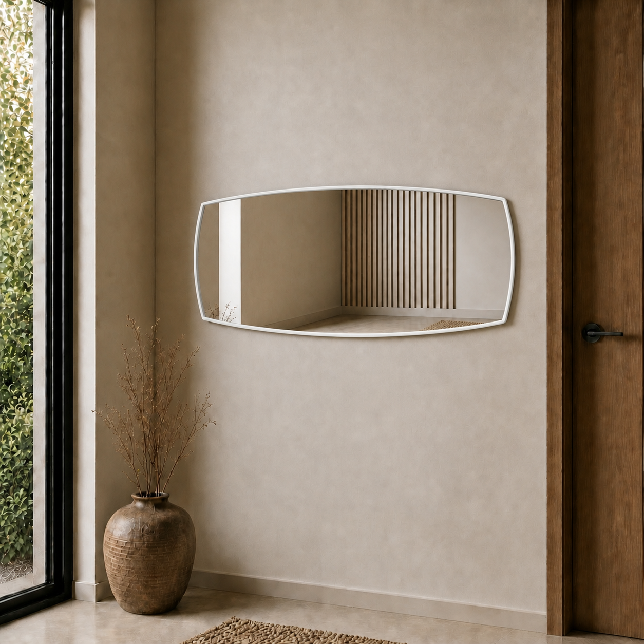 Modern Organik Form Banyo Aynası 40x120 cm – Asimetrik Minimalist Dekoratif Duvar Aynası