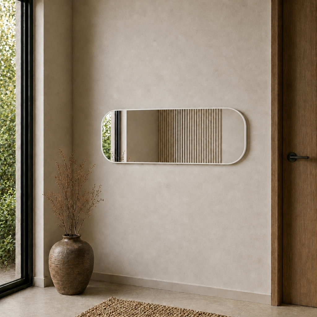 Modern Oval Boy Aynası 40x120 cm – Yuvarlak Hatlı Minimalist Dekoratif Duvar Aynası 2026 Trend