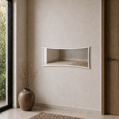 Modern Çerçeveli Boy Aynası 40x120 cm – Kavisli Minimalist Dekoratif Duvar Aynası