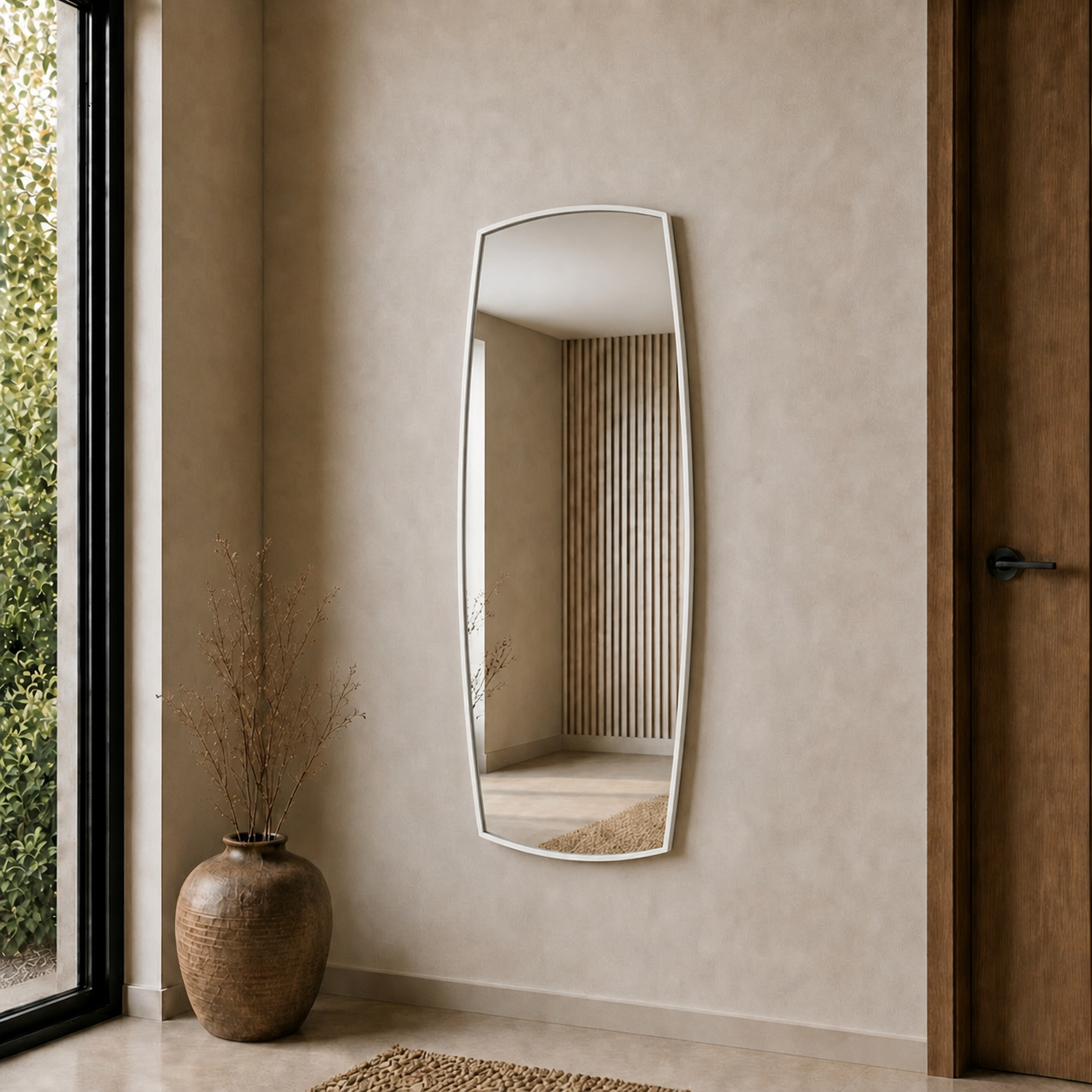 Modern Organik Form Banyo Aynası 40x120 cm – Asimetrik Minimalist Dekoratif Duvar Aynası