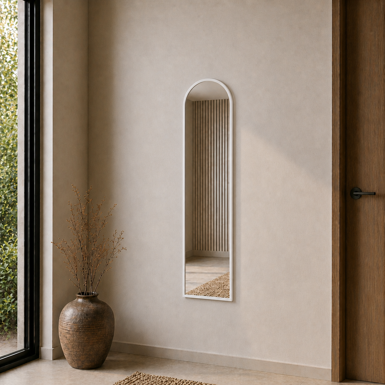 Modern Kemer Form Boy Aynası 40x120 cm – Minimalist İnce Çerçeveli Dekoratif Duvar Aynası 2026 Trend