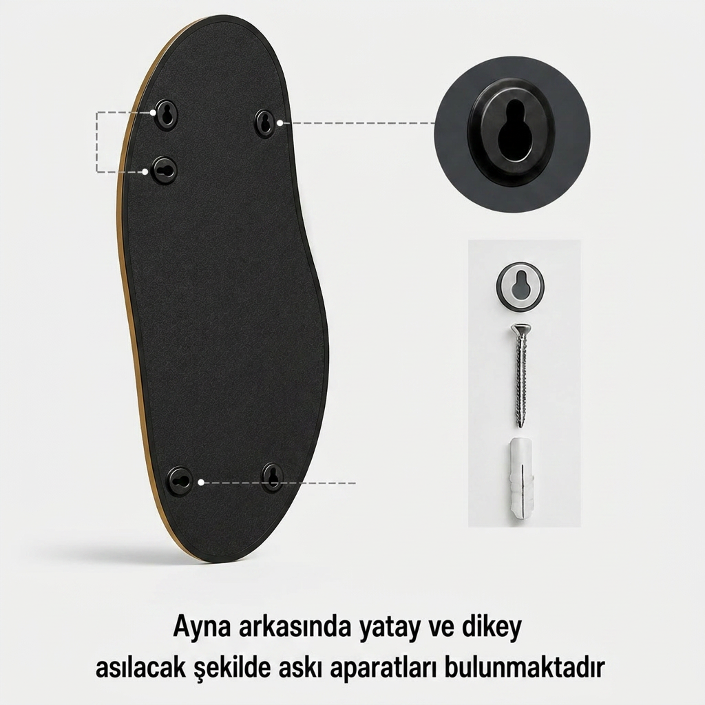 Modern Organik Form Banyo Aynası 40x120 cm – Asimetrik Minimalist Dekoratif Duvar Aynası