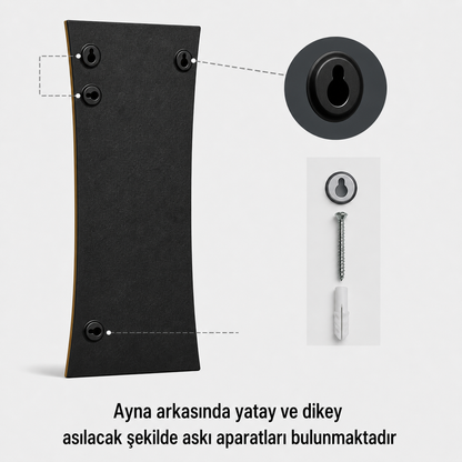 Modern Çerçeveli Boy Aynası 40x120 cm – Kavisli Minimalist Dekoratif Duvar Aynası