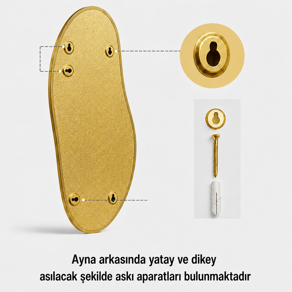 Modern Organik Form Banyo Aynası 40x120 cm – Asimetrik Minimalist Dekoratif Duvar Aynası