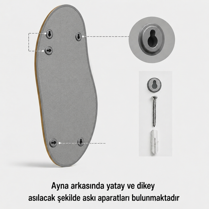 Modern Organik Form Banyo Aynası 40x120 cm – Asimetrik Minimalist Dekoratif Duvar Aynası