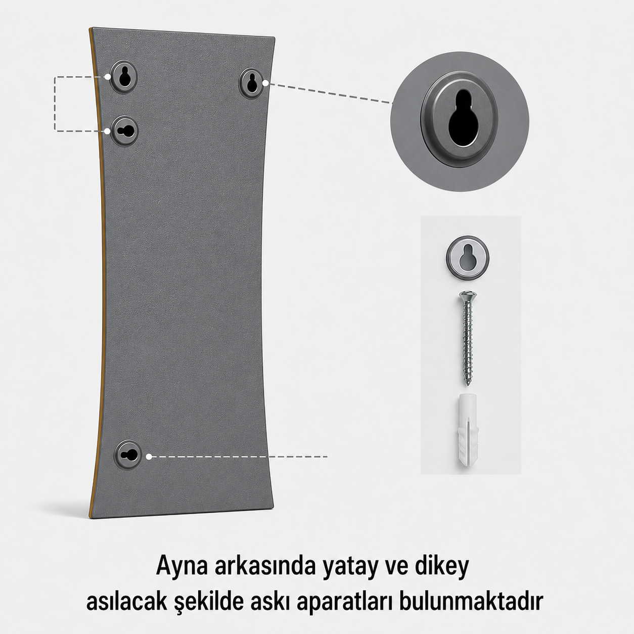 Modern Çerçeveli Boy Aynası 40x120 cm – Kavisli Minimalist Dekoratif Duvar Aynası