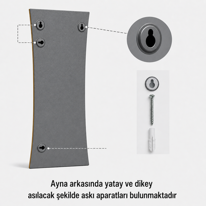Modern Çerçeveli Boy Aynası 40x120 cm – Kavisli Minimalist Dekoratif Duvar Aynası