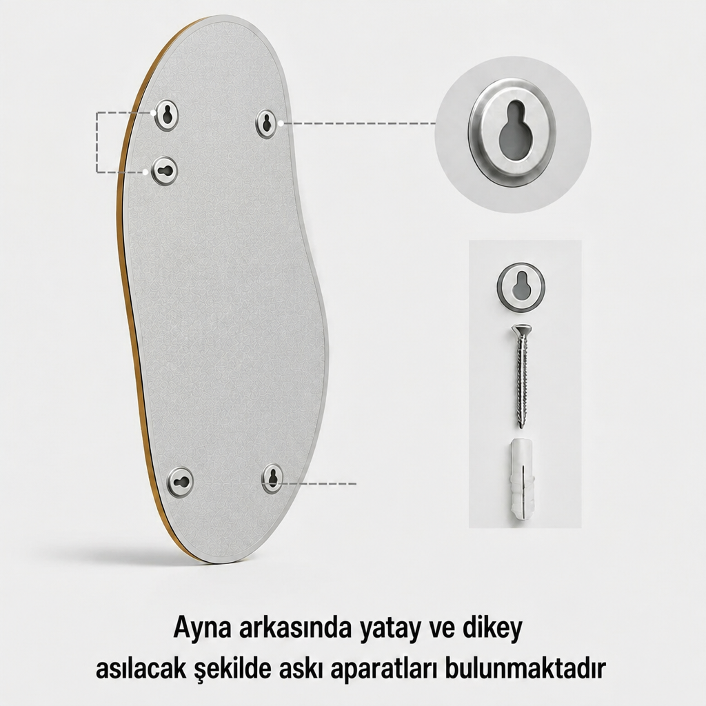 Modern Organik Form Banyo Aynası 40x120 cm – Asimetrik Minimalist Dekoratif Duvar Aynası