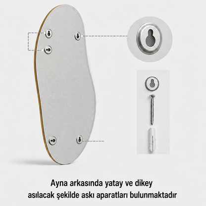 Modern Organik Form Banyo Aynası 40x120 cm – Asimetrik Minimalist Dekoratif Duvar Aynası