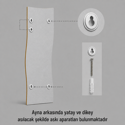 Modern Dalgalı Boy Aynası 40x120 cm – Organik Formlu Minimalist Dekoratif Duvar Aynası 2026 Trend