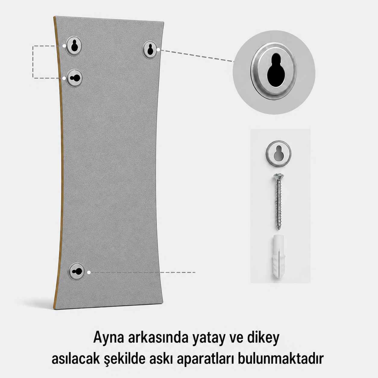 Modern Çerçeveli Boy Aynası 40x120 cm – Kavisli Minimalist Dekoratif Duvar Aynası